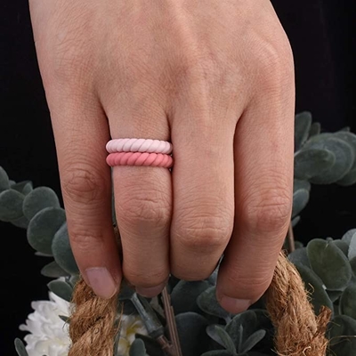 Тонкие заплетенные обручальные кольца силикона Stackable кольца черноты спорта Hypoallergenic для женщин